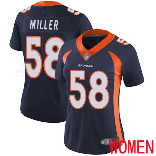 Women Denver Broncos #58 Von Miller Navy Blue Alternate Vapor Untouchable Limited Player Football NFL Jersey